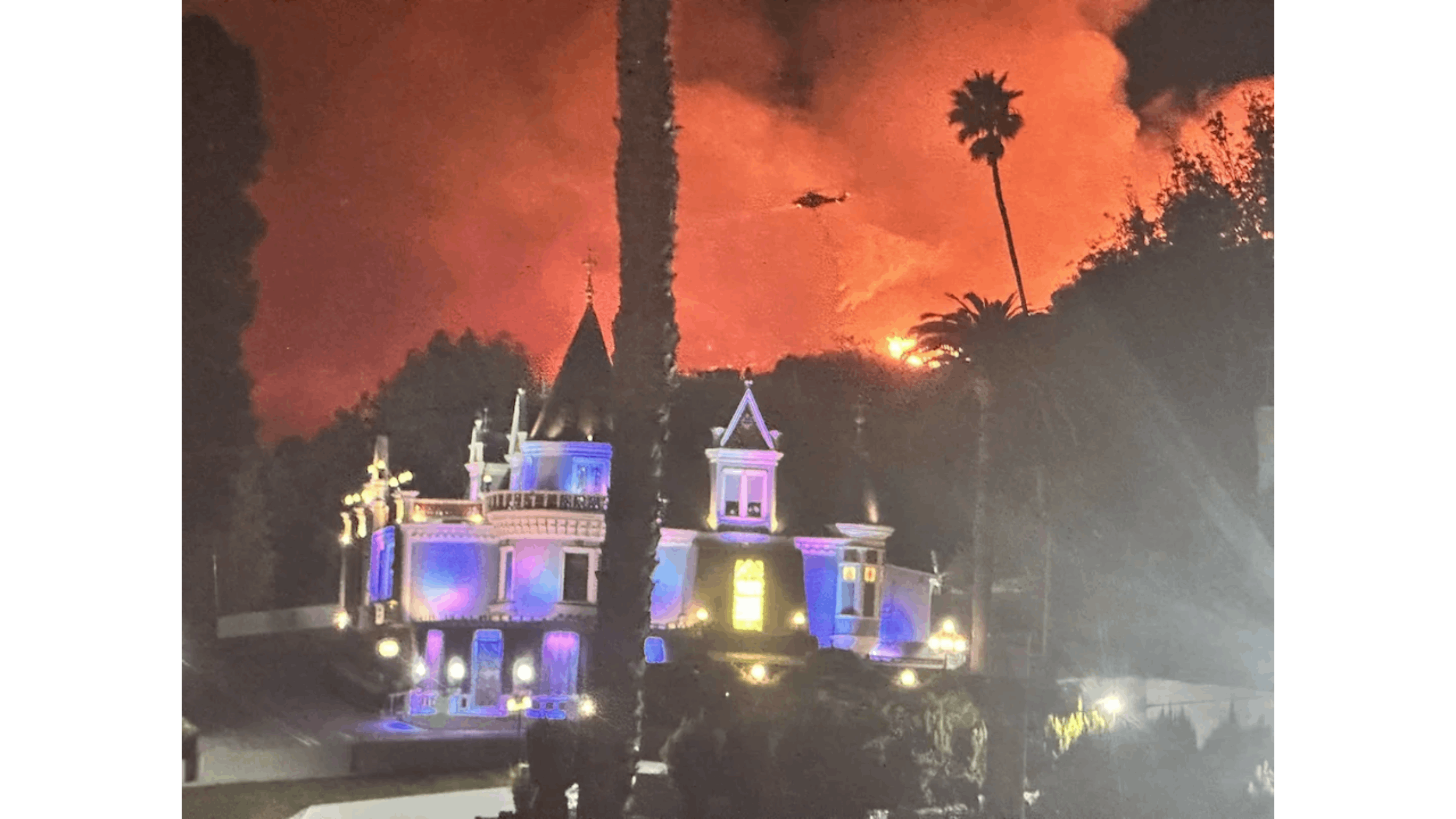 The Magic Castle threatened by the Sunset Fire (January 8th)