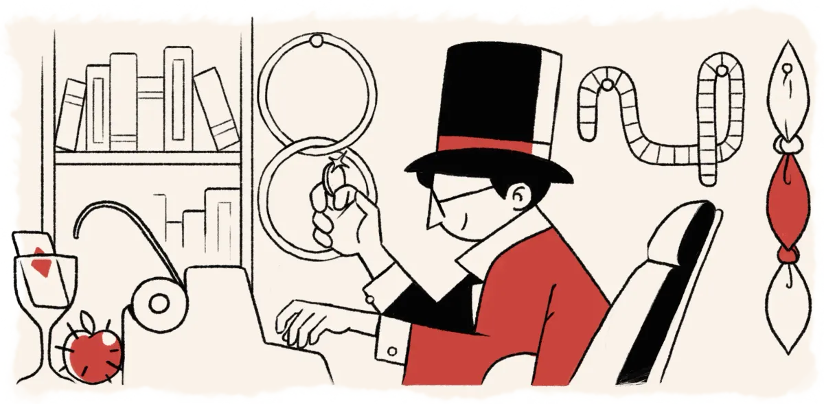 Illustration of a magician at their desk