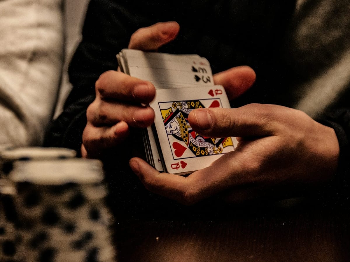 Playing cards being shuffled