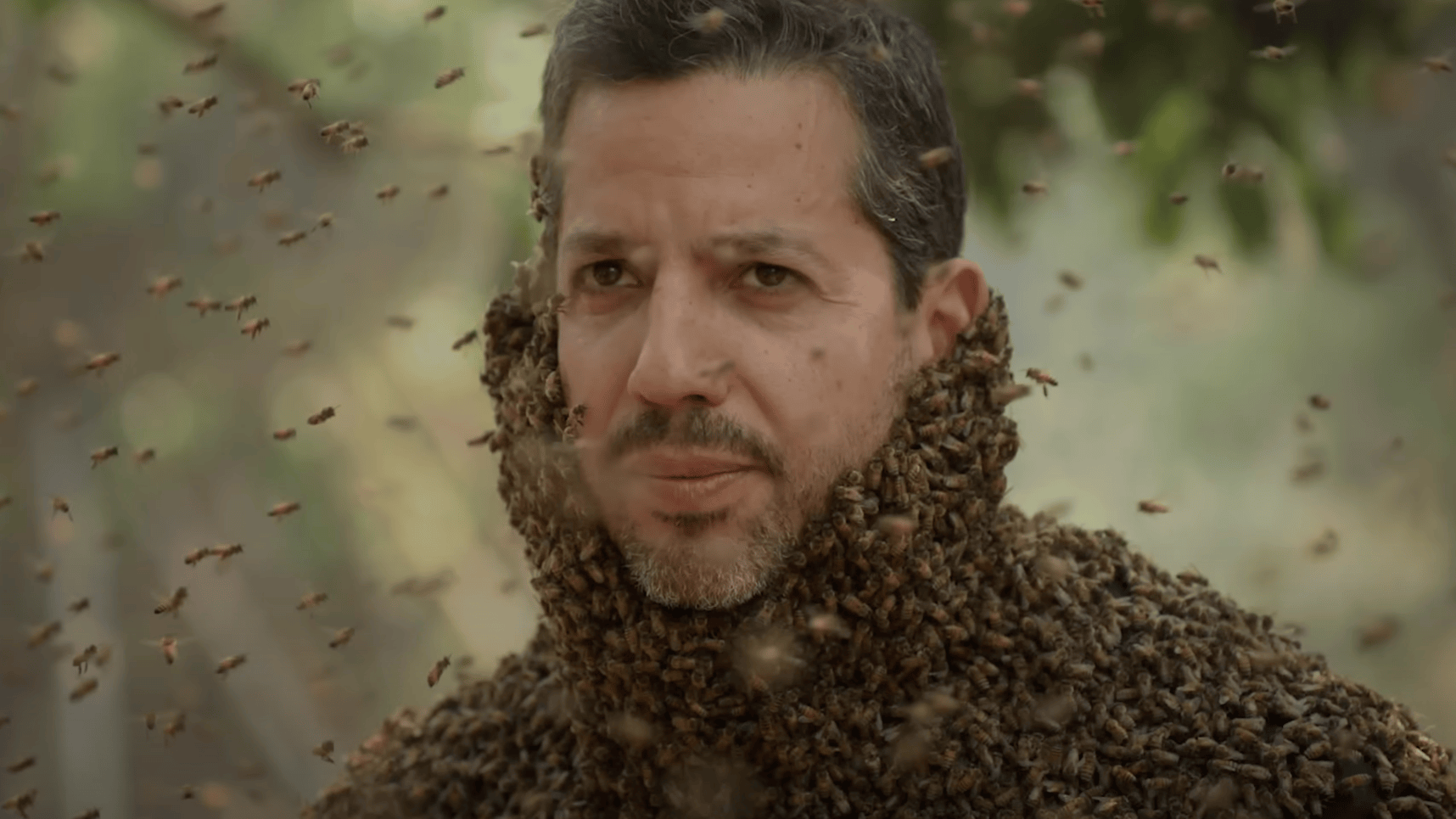 David Blaine covered in live bees