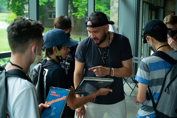 Magician Daniel Garcia at a prev. Tannen's Camp with young magicians